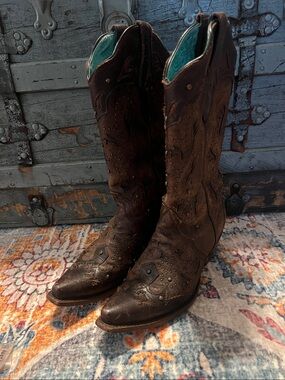 Corral Brown Leather Western Cowboy Boots Size 9 Women's